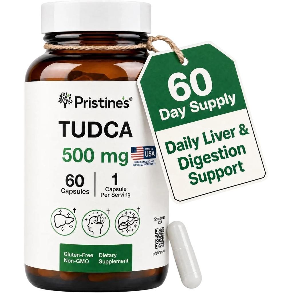 PRISTINES TUDCA 500mg Liver & Bile Flow Support Capsules, ซัพพลาย 60 วัน | Taroursodeoxycolic acid ส