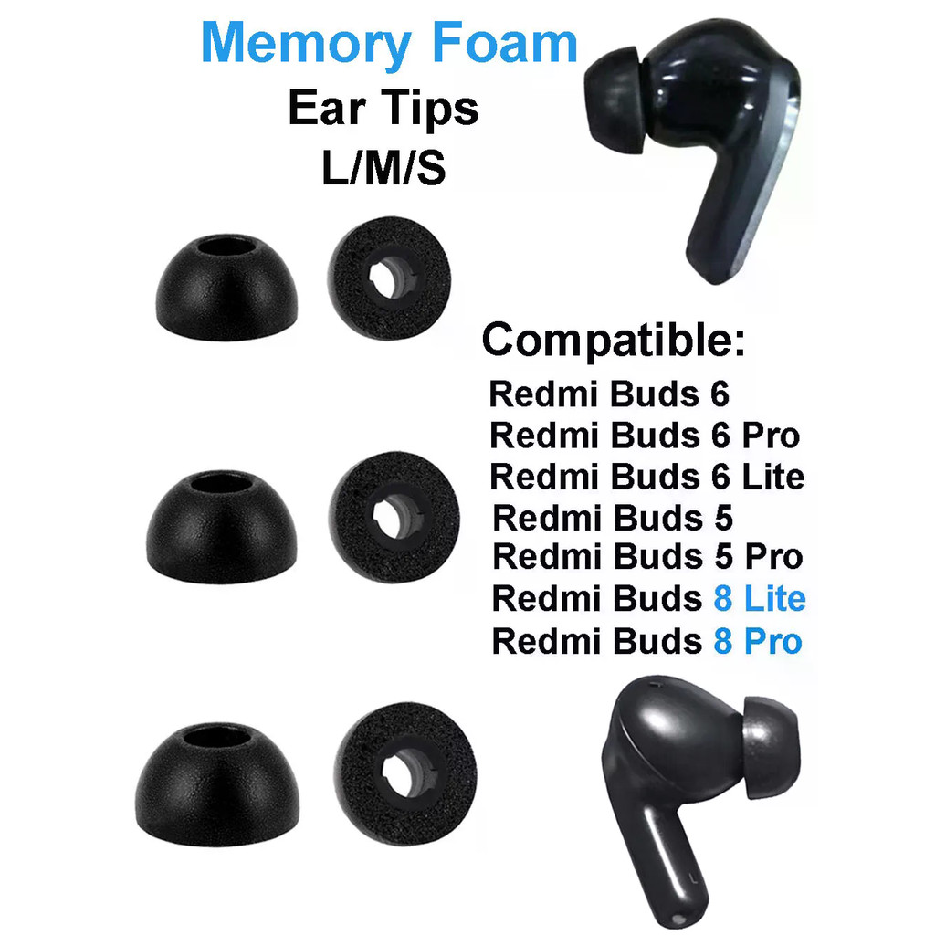 หน่วยความจําโฟมเคล็ดลับหูสําหรับ Xiaomi Redmi Buds 8Pro 6 6Pro 5 5Pro 4 4Pro Eartips แผ่นรองหูฟังหูฟ