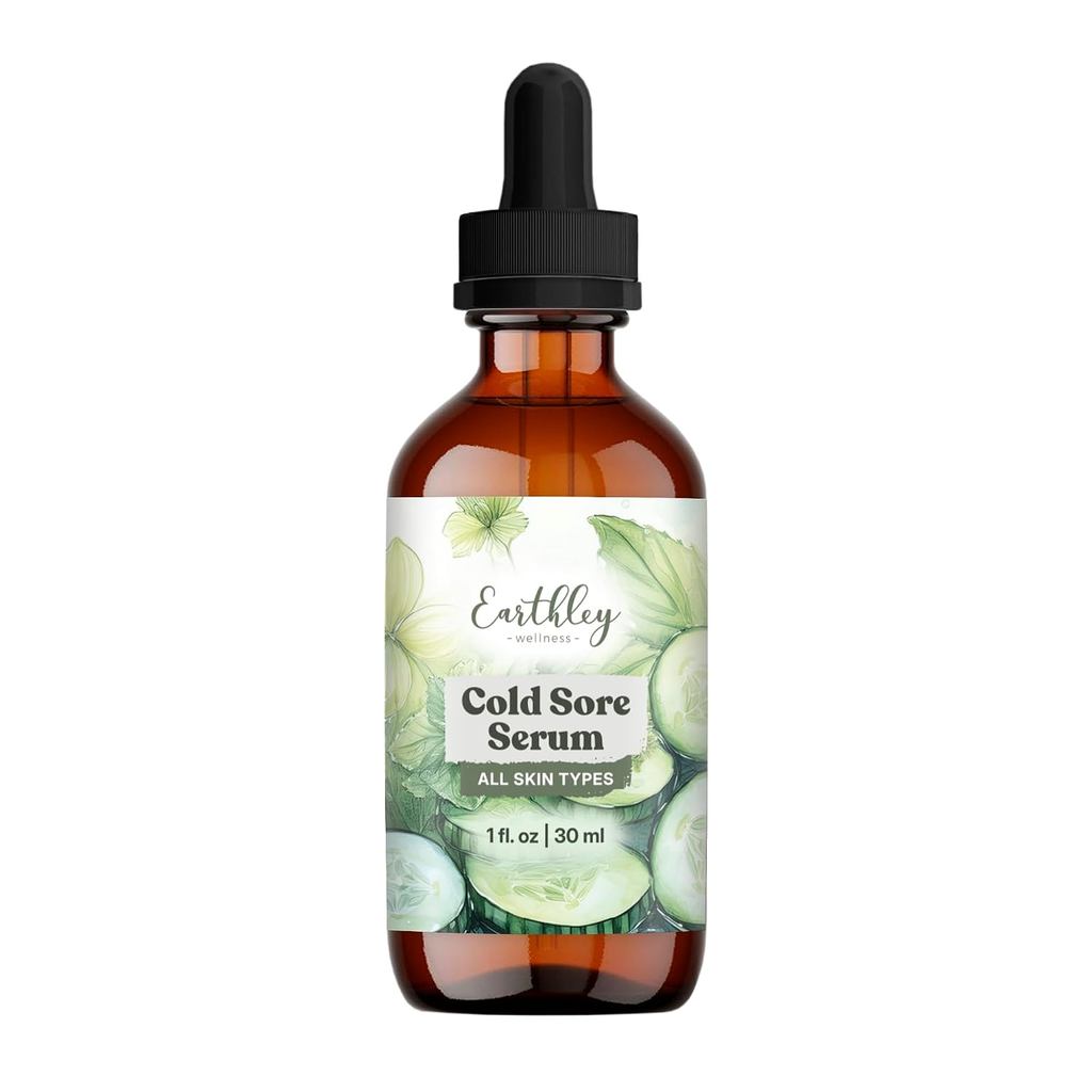 Earthley Wellness Cold Sore Serum, Natural Herbal Cold Sore Treatment & Fever Blister Relief, Soothi