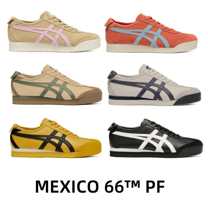 Onitsuka Tiger MEXICO 66™ PF ผู้ชายผู้หญิงรองเท้าแฟชั่นรองเท้าลําลองคลาสสิก NACL WOAO
