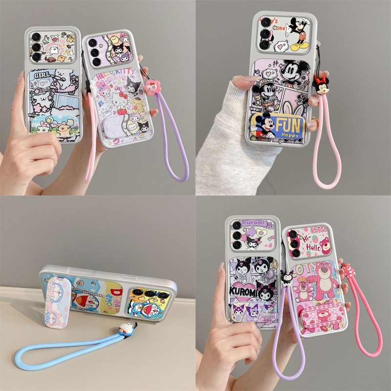 เคส Samsung a27 a36 a37 a56 a57 M47 5GกรณีTPUพร้อมสายรัดข้อมือ,มีรั้ง,กระจกการ์ตูน,ทนต่อการตก,KN-ZJ