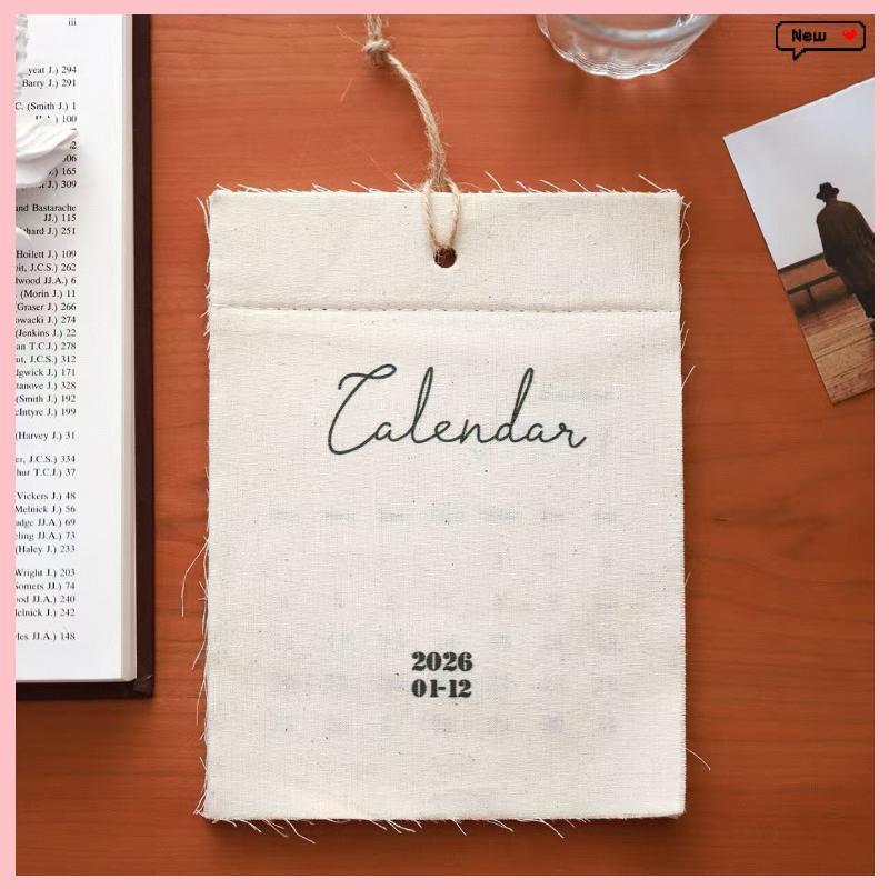 AqToCna 2026 Canvas Hook-Style Fabric Calendar Wall Calendar, High-Vorthy Wall Calendar ตกแต่ง AqToC