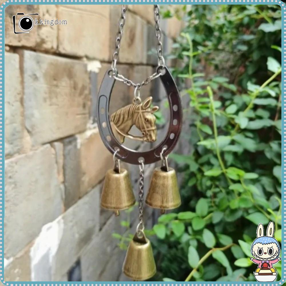 KKINGDOM แขวน Wind Chime, โลหะ Bell CHIME กรอบเกือกม้า Wind Chime, ของขวัญตกแต่งประตู CHIME จี้ผีเสื