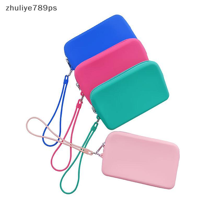 Zhuliye789ps] กระเป๋าเก็บเครื่องสําอางซิลิโคนทรงสี่เหลี่ยมที่ใส่แปรงแต่งหน้ากระเป๋าเก็บดิจิตอลแบบพกพ