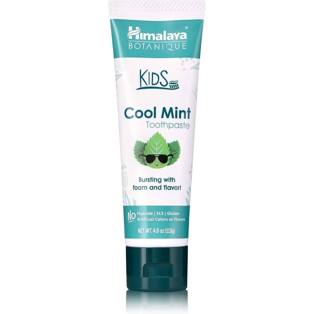 ยาสีฟันหิมาลัย Botanique Kids, Cool Mint, ปราศจากฟลูออไรด์, อ่อนโยน, ไม่มีสีเทียม, SLS Free, Gluten 