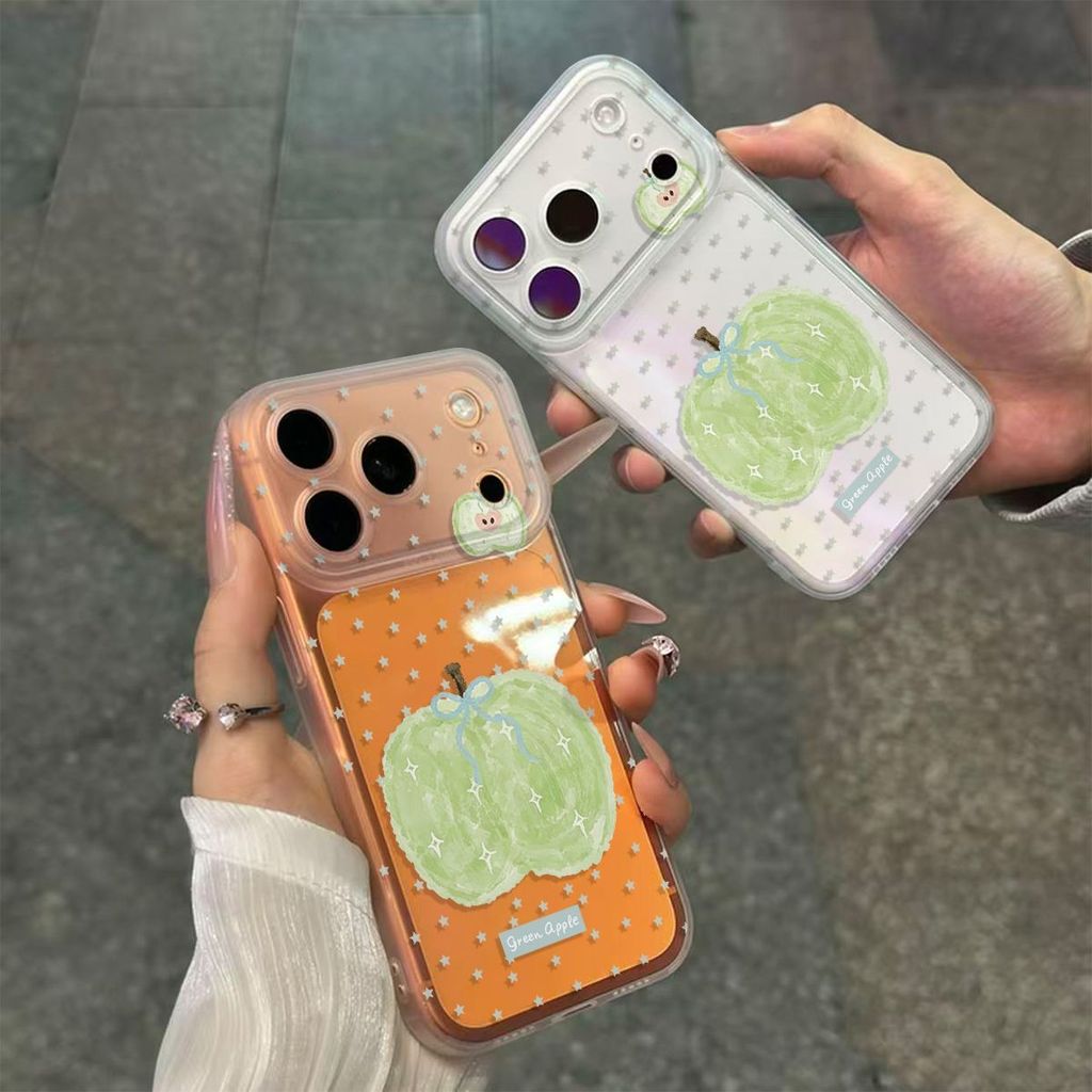 HIJAU ภาพวาดสีน้ํามันสดสไตล์สีเขียวรูปแบบ apple เคสโทรศัพท์เหมาะสําหรับ Xiaomi & Redmi POCO F4 POCO 