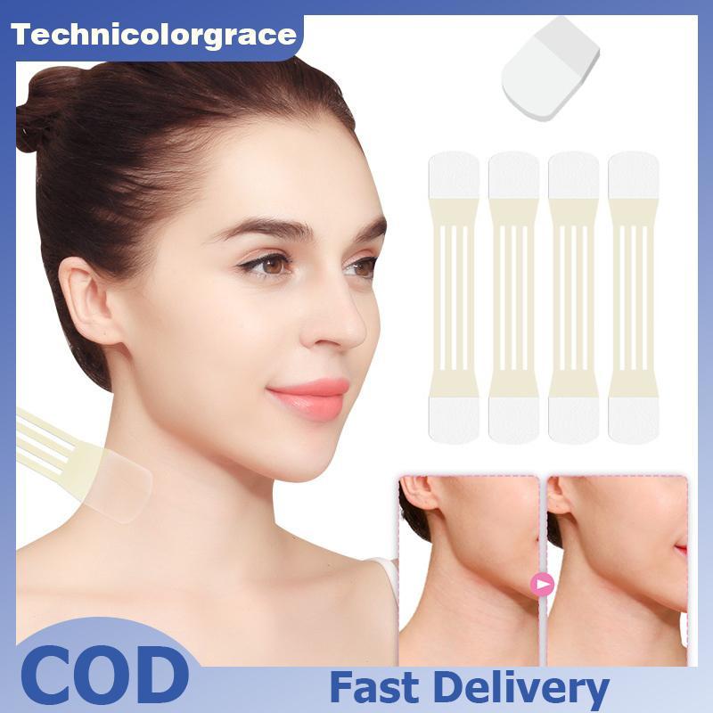 Technicolorgrace 4 ชิ้นที่มองไม่เห็นคอ Lifter Bandage 20 Lift Patch คอสติกเกอร์กําจัดริ้วรอย Face Li