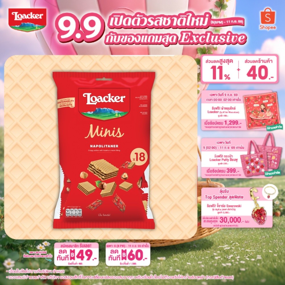 ล็อคเกอร์ มินิส์ นาโปลิเทนเนอร์ 180 กรัม / Loacker Minis Napolitaner 180 g
