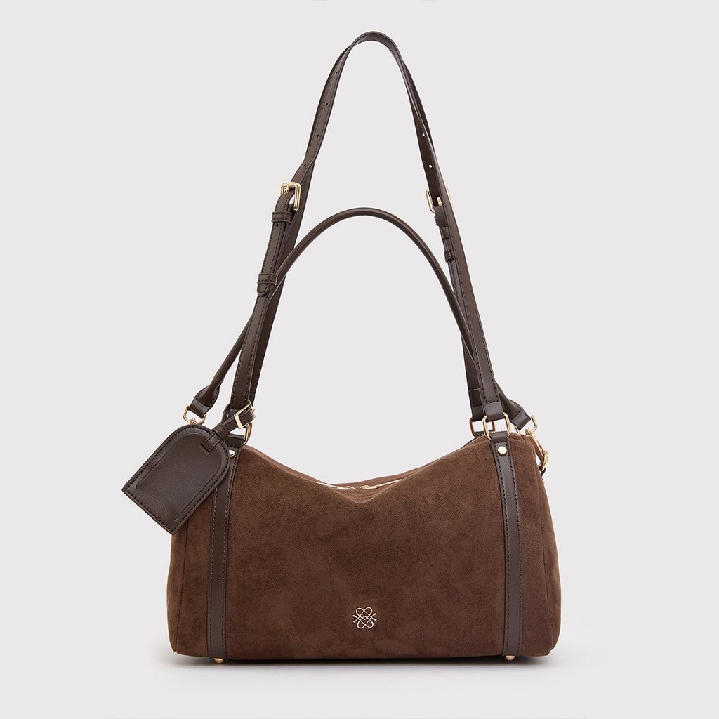 [Pomelo] กระเป๋าทรงดัฟเฟิลหนังกลับ / Leather Trimming Duffle Bag