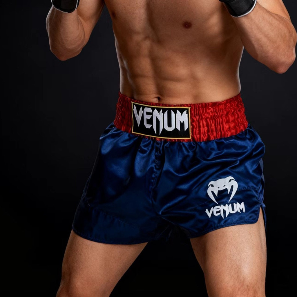 2026 สไตล์ใหม่ VENUM Venom Muay Thai กางเกงขาสั้นต่อสู้กางเกงกีฬามวย Sanda Fighting Training ผู้ชายผ