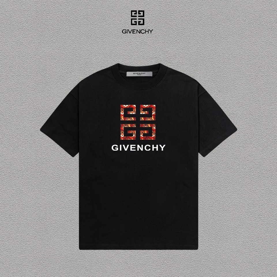 GIVENCHY/GIVENCHY/ 2026 เสื้อยืดแขนสั้นคอกลมสไตล์คู่ผู้ชายสไตล์ใหม่ขั้นพื้นฐานสบาย Breathable Letter