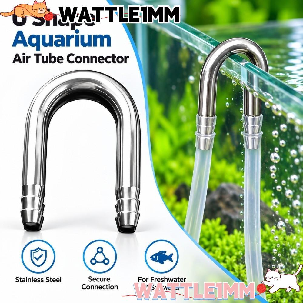 WATTLE1MM Air Tube Connector, สแตนเลส U รูปร่าง Aquarium Airline Connector, 4-5 มม.ท่อ Rustproof Dif