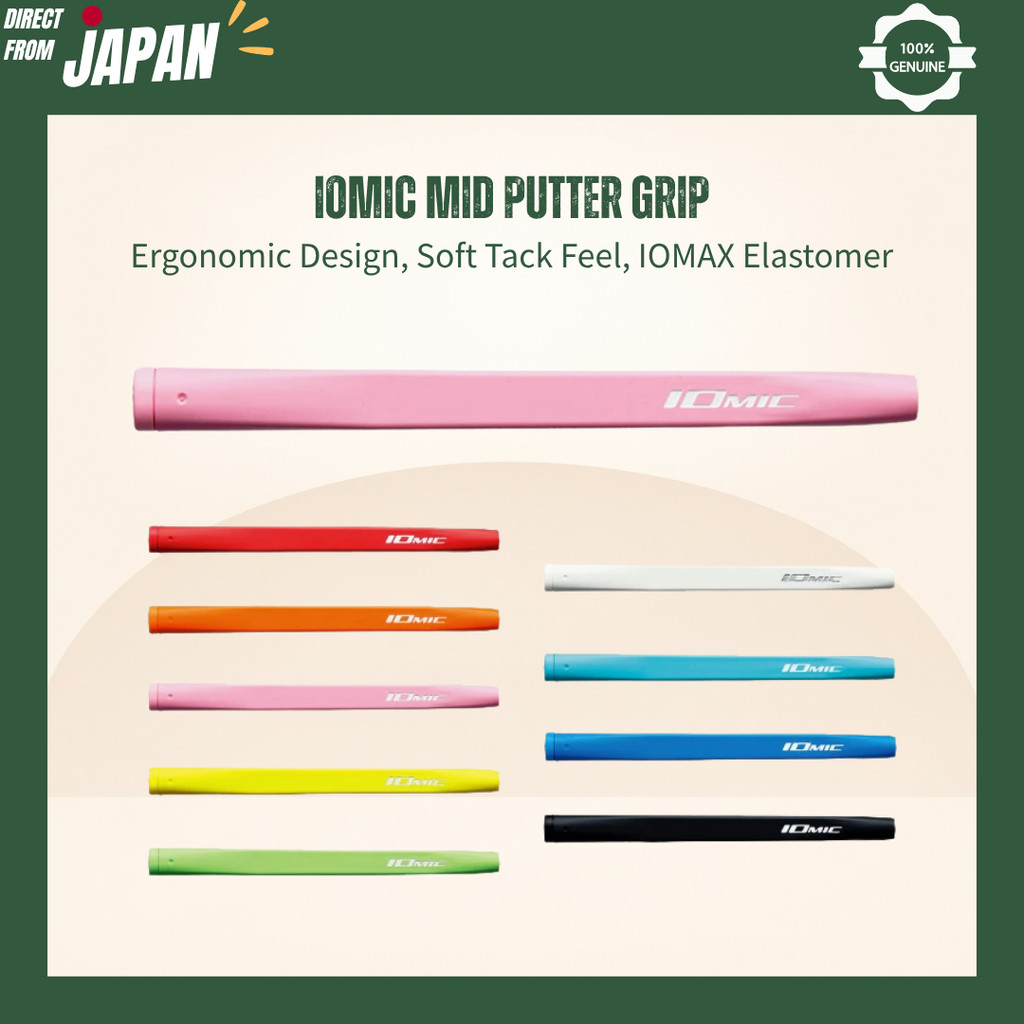 IOMIC Mid Putter Grip – Ergonomic Design, Soft Tack Feel, IOMAX Elastomer, Multiple Vibrant Colors
