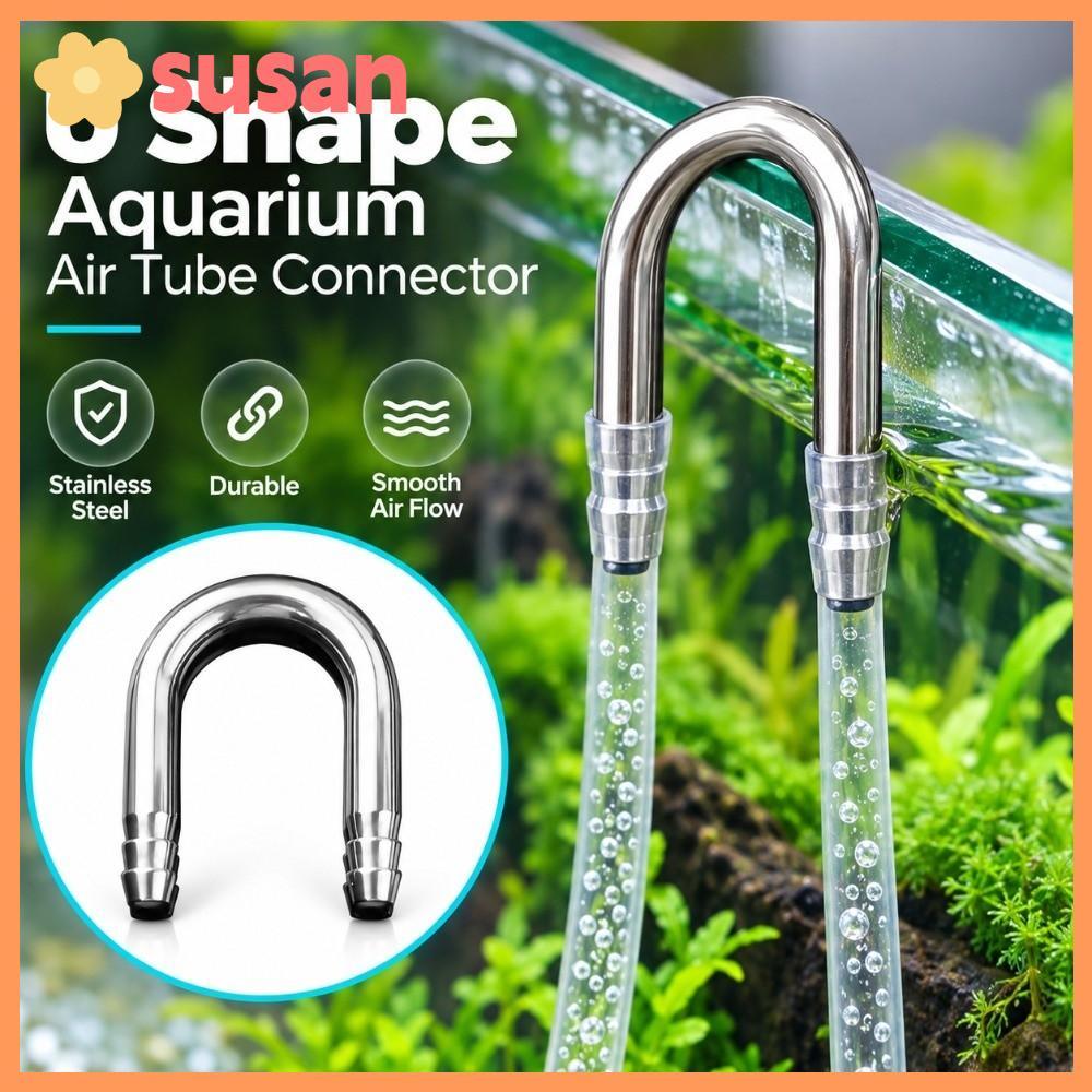 SUSANSU Air Tube Connector, 4-5 มม.U Shape Aquarium Airline Connector, สแตนเลส Diffuser ใช้งานร่วมกั