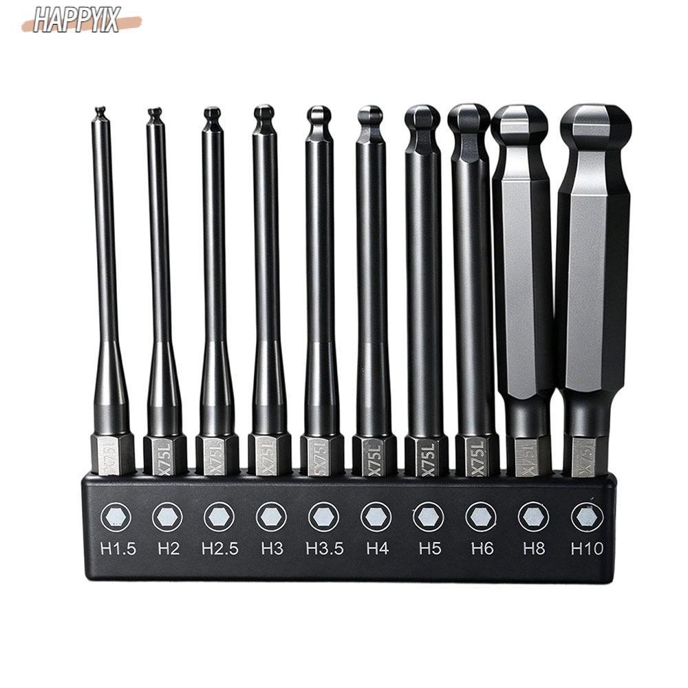 HAPPYIX Ball End Hex Bit, เหล็กลด Shank Hex ไขควง Bit, Single End สวมใส่ Ball End Magnetic Driver Bi