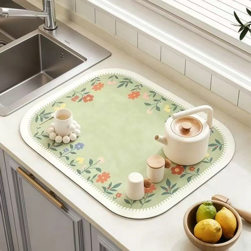 New Product#Kitchen countertop drying mat, absorbent mat, diatomaceous earth table mat, dish drying 