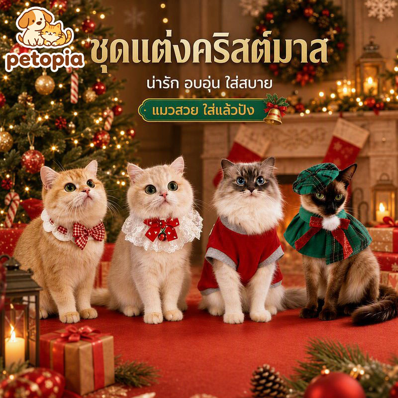 🎄ผ้าพันคอสัตว์เลี้ยง ปลอกคอแมวและสุนัข ประดับโบว์ สําหรับสัตว์เลี้ยง สุนัข แมว เสื้อสัตว์เลี้ยง