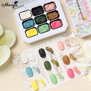 Monja 9 สี/กล่องเล็บพลาสเตอร์เจล 3D แกะสลักยิปซั่มภาพวาดประต…