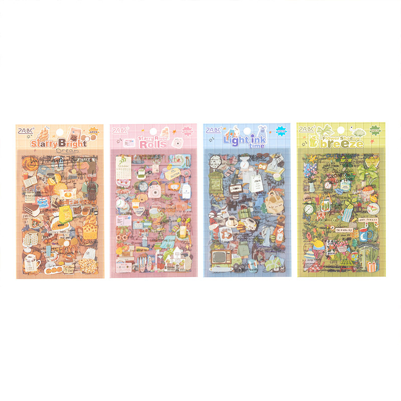 6แผ่นอาหารการ์ตูนที่น่าสนใจและวัตถุในชีวิตประจําวันธีมสัตว์เลี้ยงสติกเกอร์ตกแต่งทําเองวัสดุ ง เอแคลส์