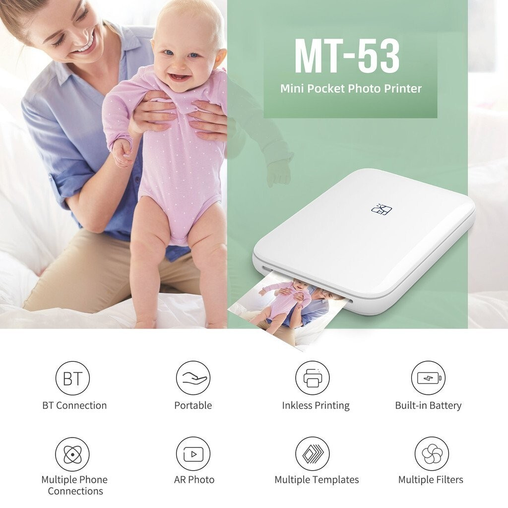Han Yin MT53Color โทรศัพท์มือถือแบบพกพา ni Bluetooth Student Handheld Pocket ID Photo PrinterHT99 LG