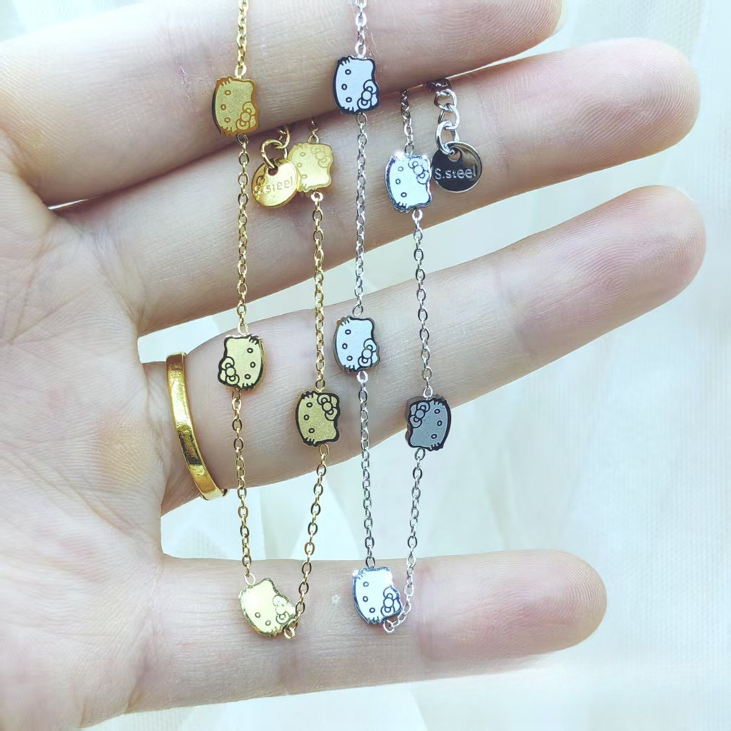 สร้อยข้อมือสแตนเลสน่ารัก ออกแบบแบบแมว KT สไตล์คลาสสิกและทันสมัย เป็นของขวัญที่เหมาะสมและไม่เหมือนใคร