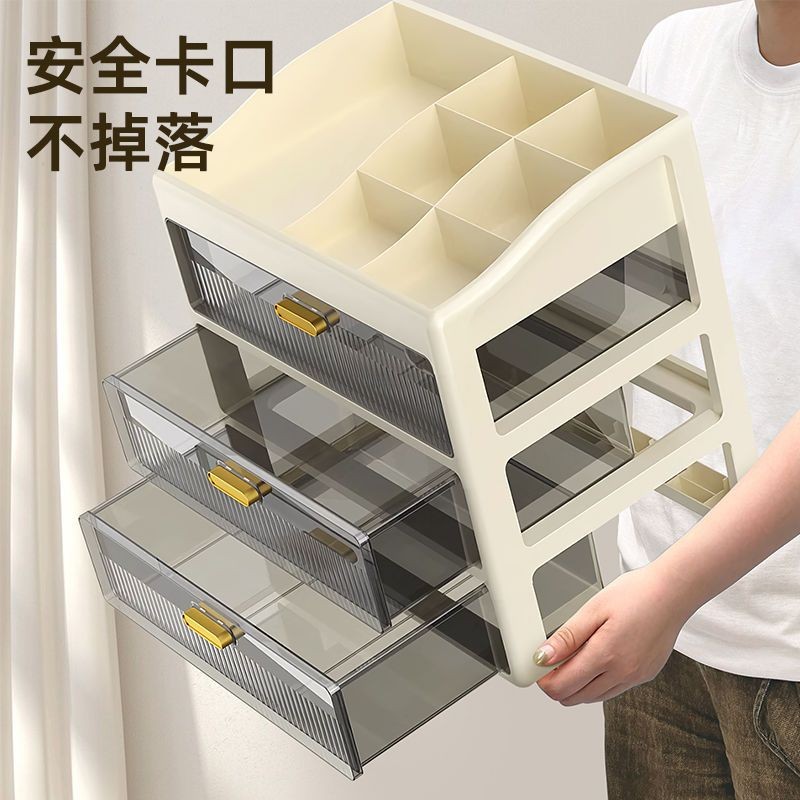 【4819人收藏】透明收纳柜抽屉式大容量办公室宿舍桌面多层收纳整理盒文具收纳盒25.3.30