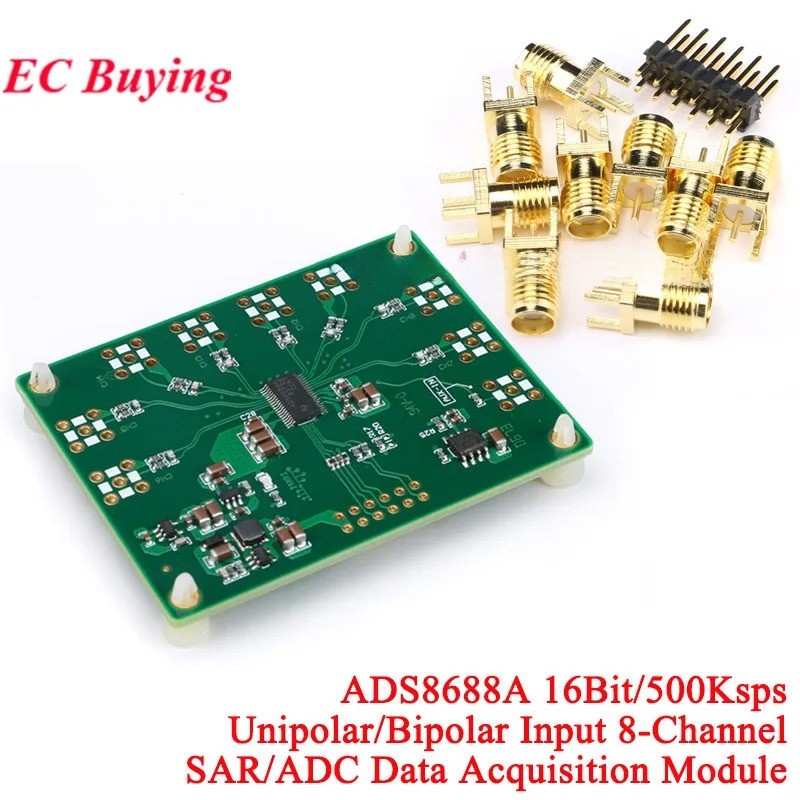 ADS8688A SAR/ADC Data Acquisition Module 16Bit 500Ksps Single/Bipolar Input 8-Channel DC 3.3V RS232 