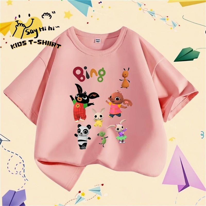 เสื้อยืดเด็ก BING & FRIENDS คอกลม แขนสั้น สวมใส่สบาย เหมาะสำหรับทั้งหญิงและชาย