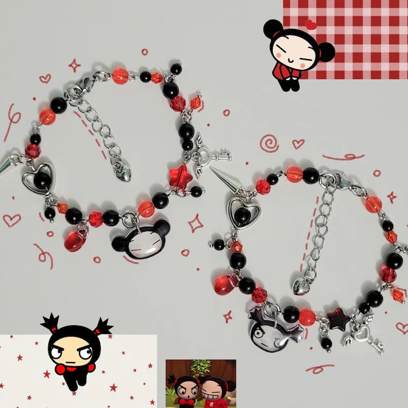 สร้อยข้อมือลูกปัดแบบจับคู่ดีไซน์ Pucca & Garu