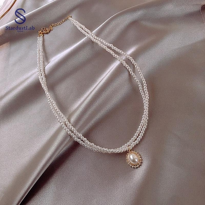 สร้อยคอมุกสองชั้นจาก StardustLab สำหรับผู้หญิง แบบคล้องคอดูสง่า SDL