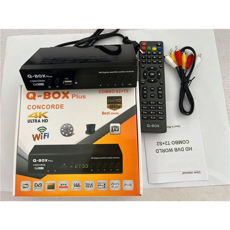 Zimbabwe Mozombique DVB-T2 DVB-S2 Combo Q-BOX Plus Satellite TV Receiver H.264 MPEG 4 DIGITAL TV Dec