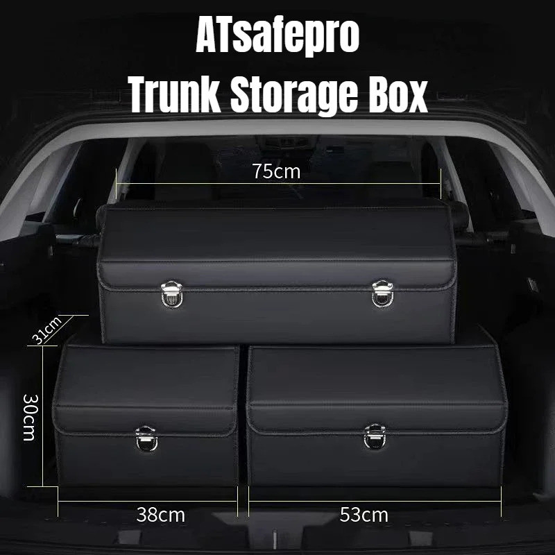 ATsafepro 65L Organizer สําหรับ Trunk Box Storage และทําความสะอาดรถอุปกรณ์เสริมภายในอุปกรณ์สําหรับรถ