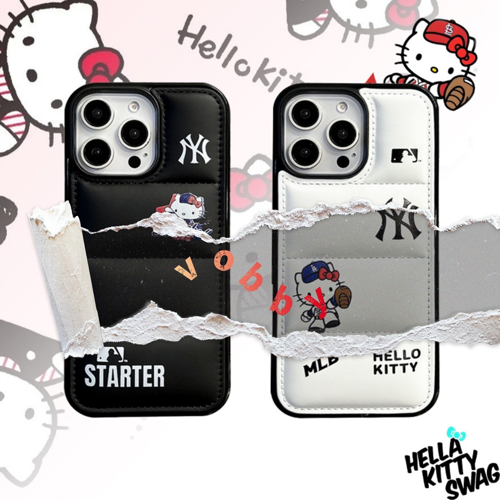 กีฬาน่ารักการ์ตูนแมว NY Down Jacket Soft Shell เคสโทรศัพท์เหมาะสําหรับ IPhone17 17AIR 17P 17PM 16P 1