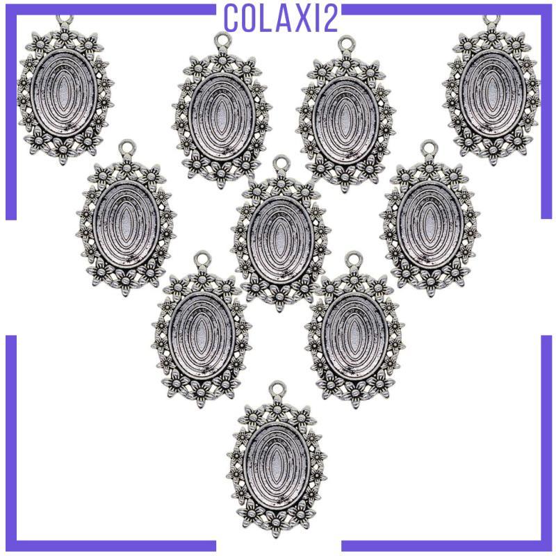 [Colaxi2] 10 ชิ้นเงินฐานถาด Bezel สําหรับ Cameo Cabochon สร้อยคอจี้