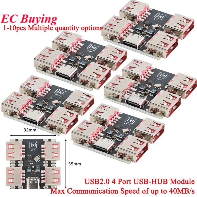 5 ชิ้น USBHUB USB2.0 4 พอร์ตโมดูลขยาย USB 2.0 ถึง 4 ช่องสัญญาณ USB-HUB Type-C Extender Board 40 เมกะไบต์/วินาที