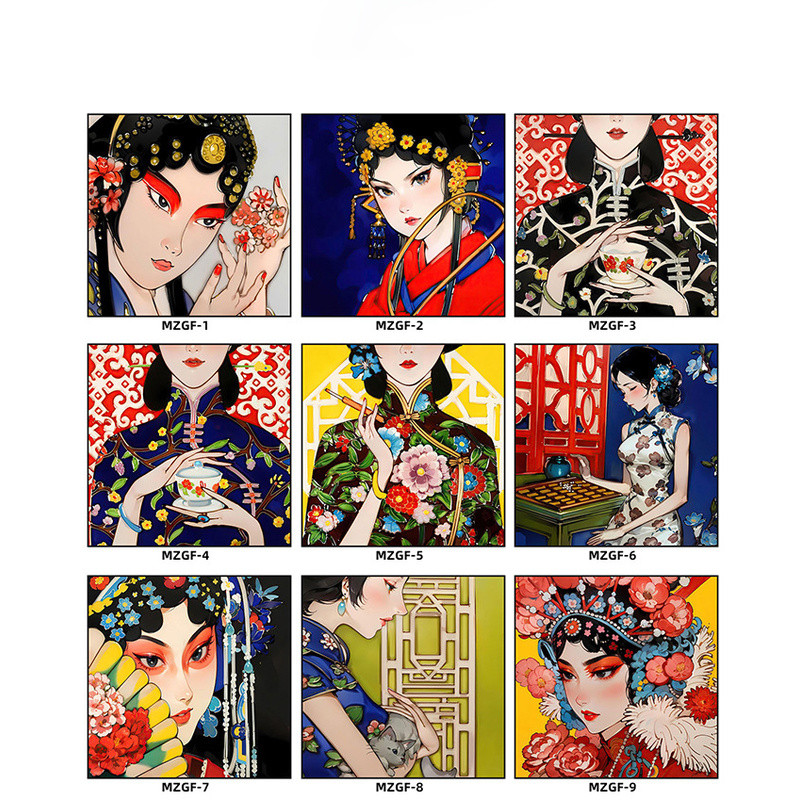 ภาพวาดตกแต่งร้านอาหารและเสื้อผ้าสไตล์จีน: โปลิงเจียง, กี้ป่อ, และถังซานไค
