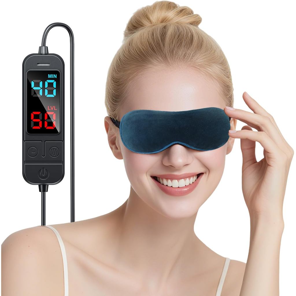 Heated Eye Mask สําหรับตาแห้ง, 20-Temp & 5-99 Min Therapy สําหรับ MGD, บรรเทาริ้วรอย, ประคบไอน้ําที่
