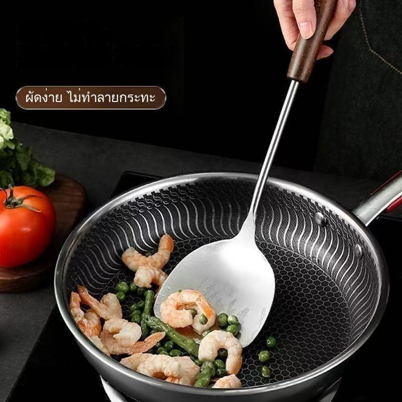 【ชุด 2 ชิ้น】พายกระทะสแตนเลสด้ามยาว ชุดช้อนผัดและช้อนซุปขนาดใหญ่ สำหรับใช้ในครัวช้อน - รูปที่ 2