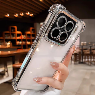 ชุบโปร่งใสเคสโทรศัพท์ สําหรับ Xiaomi 15T 14T 13T 12T 11T Pro 11 Lite 15 17 Pro Max 15TPro กล้องป้องกันถุงลมนิรภัยกันกระแทกซิลิโคนนุ่ม