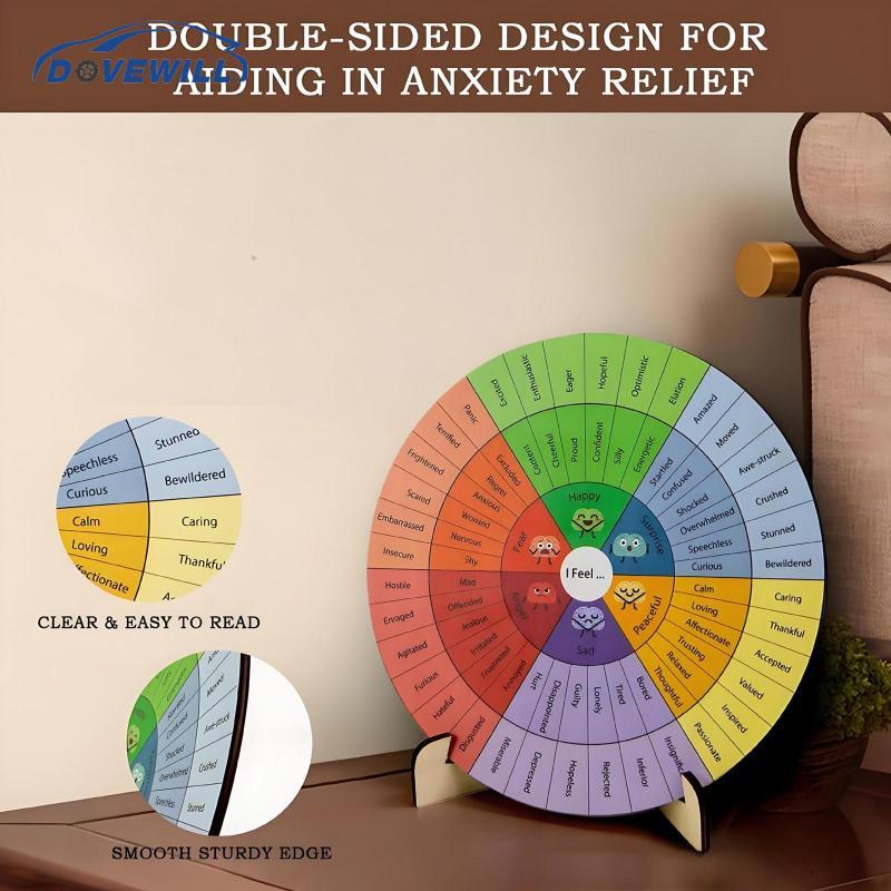[Dovewill] Feeling Wheel Emotion Chart Display Decor 6 นิ้วตกแต่งโต๊ะสําหรับห้องนั่งเล่นโรงเรียน Cou