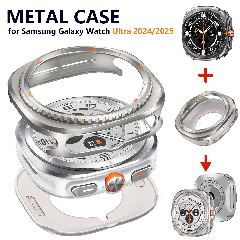 กรณีโลหะสําหรับ Samsung Galaxy Watch Ultra 2025 Protector นาฬิกาสําหรับ Galaxy Ultra 2024 อัพเกรด 8 คลาสสิก 46 มม.รูปลักษณ์
