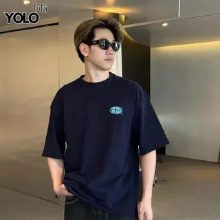 YOLO เสื้อเชิ้ต OVERZISE เสื้อยืดผู้ชาย เสื้อยืดสีพื้น แขนสั้น ใส่ สบาย ไม่ร้อน Y2563