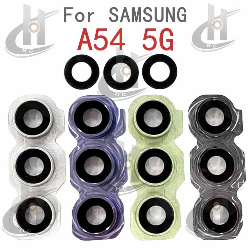 กล้องด้านหลังแหวนเลนส์ฝาครอบกระจกพร้อมกรอบสําหรับ Samsung Galaxy A54 5G A546 อะไหล่ทดแทน