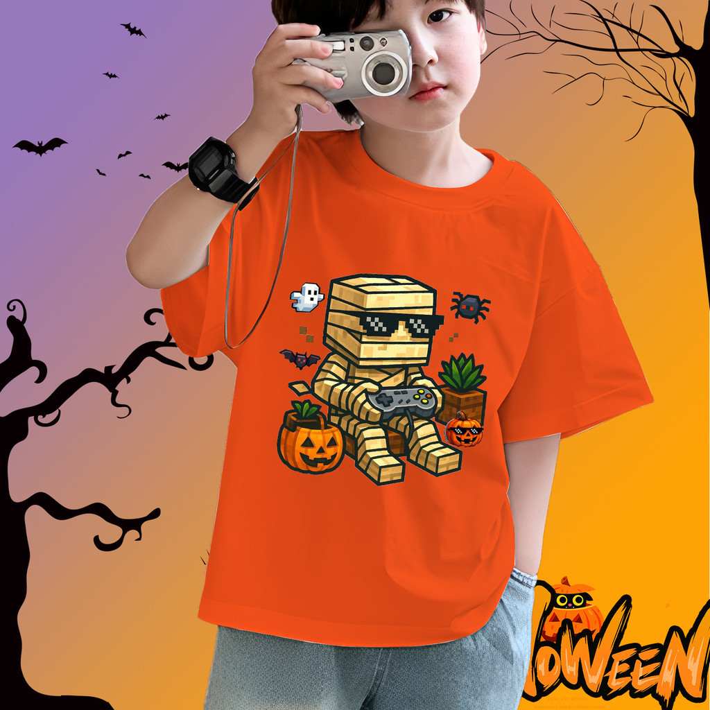 Halloween Pixel Mummy, เสื้อยืด Pixel Gamer, เสื้อยืดเด็กฮาโลวีน Pixel Gamer, Pixel Gamer Children's