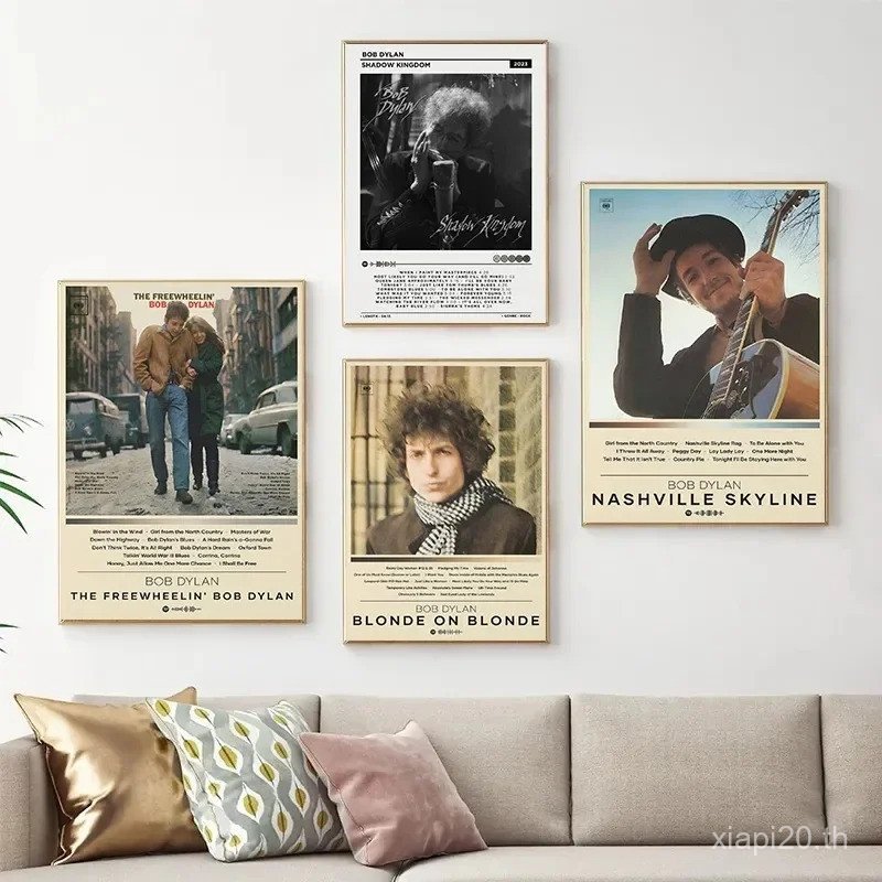 Poster อัลบั้มเพลงVintage Star Bob Dylan พิมพ์HD สำหรับตกแต่งผนังบ้าน ไม่มีกรอบพร้อมเป็นของขวัญ