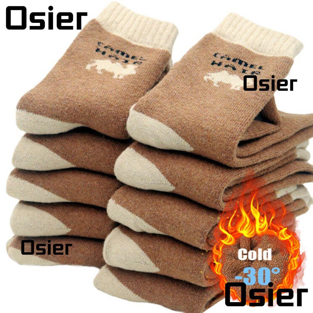 OSIER ถุงเท้าขนอูฐ 1 คู่ ผ้ากำมะหยี่นุ่ม อุ่นสบายสำหรับฤดูหนาว