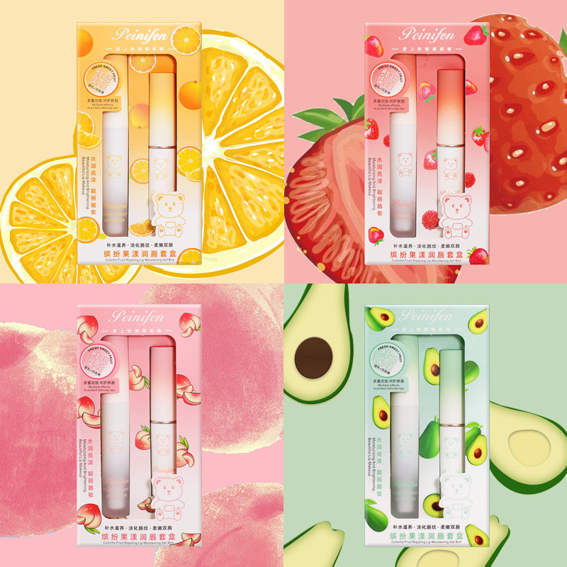 Penfen สีสันฟรุ๊ตตี้ Lip Care Lip Care ผสม Moisturizing Anti-Dry Cracking Fade Lip Lines Lip Care Li