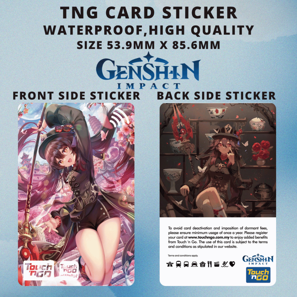 Genshin Impact Hu Tao - สติ๊กเกอร์การ์ด/สัมผัส n Go การ์ดสติ๊กเกอร์