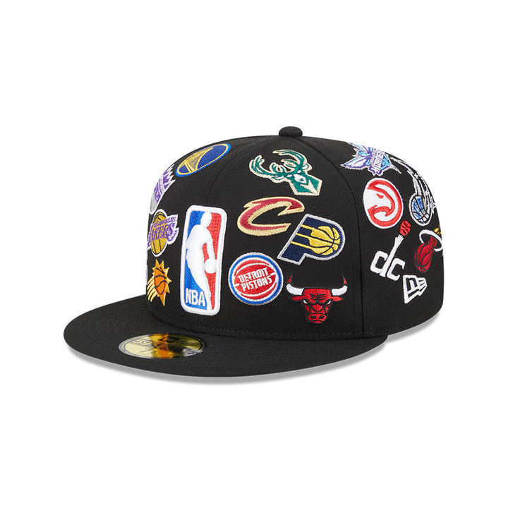 NBA x New Era 2025 All-Star Game Allover โลโก้ติดตั้ง 59Fifty Snapback หมวกแฟชั่น