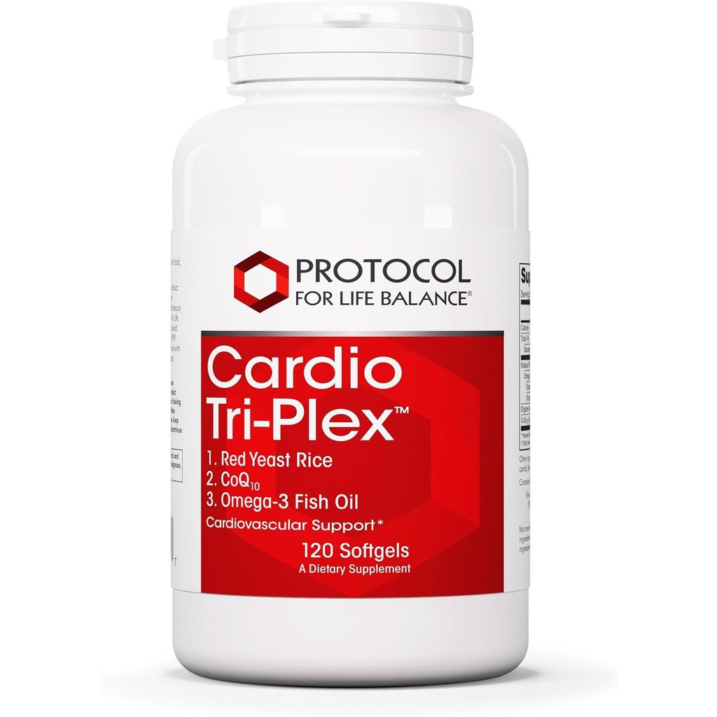 PROTOCOL FOR LIFE BALANCE Cardio Tri-Plex - Heart Health Formula - with Red Yeast Rice, CoQ10 & Omeg